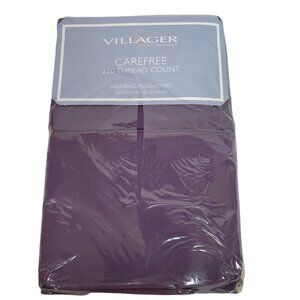 Villager by Liz Claiborne Purple KING Pillowcases NIP Cotton Blend Carefree